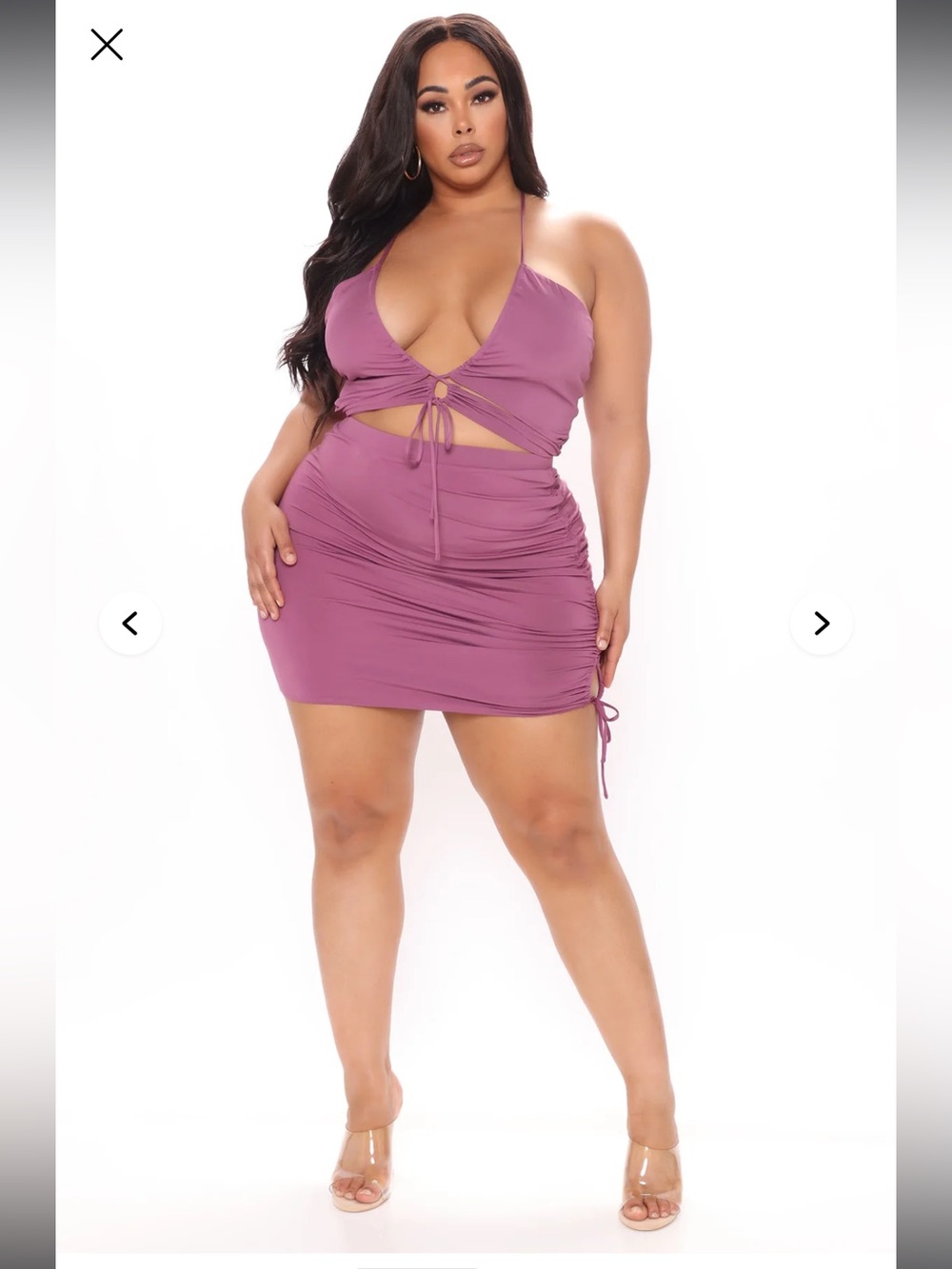 ✨ NWT Fashion Nova Plum Ruched Crop Top & Skirt Set | Size L ✨